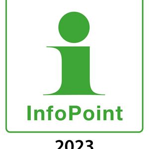  © Visita, Logotype för Infopoint - grön text och symbol med vit bakgrund