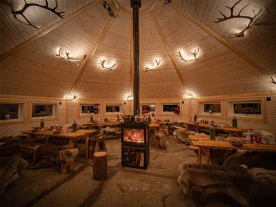 Inside a tent