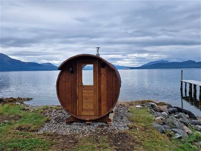 The rear of the sauna