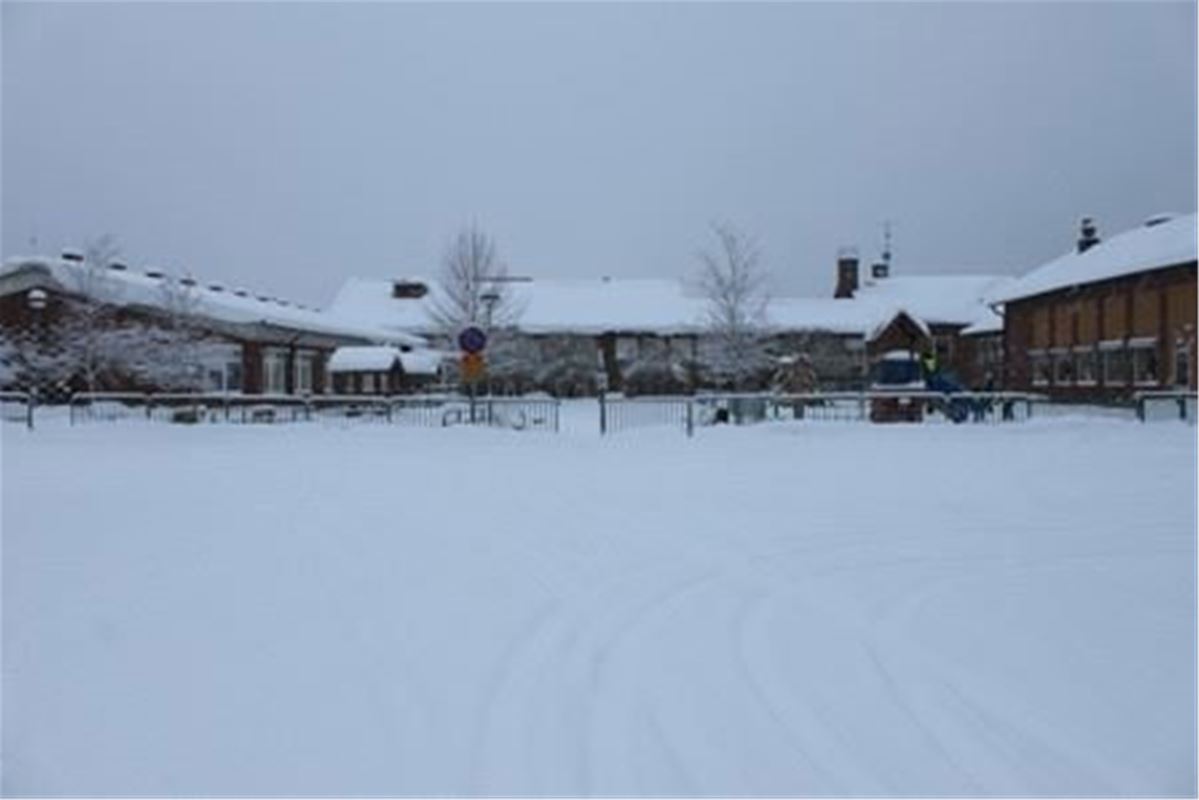 School yard in winter.