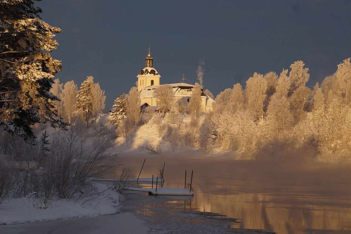 White church in wintertime.