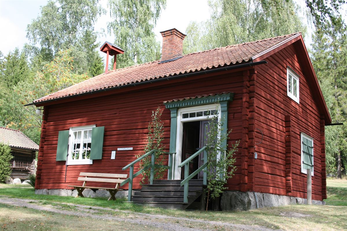 Red painted cabin.