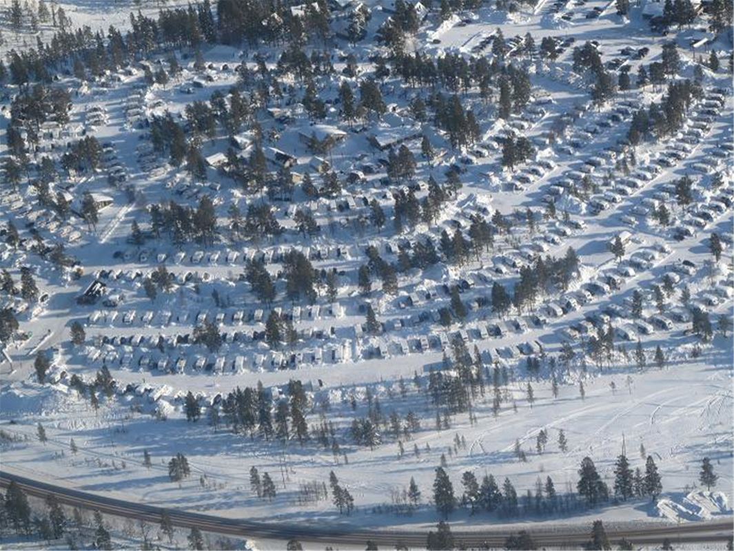 Aerial view over the camping winterseason.