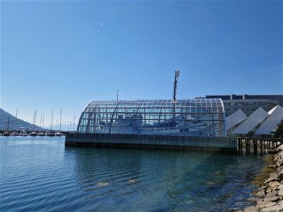 View of museum by the sea
