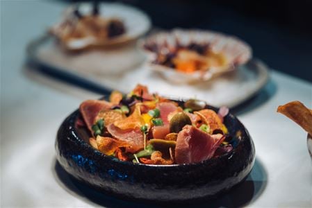 A meal available at Fangst restaurant in Tromsø city.