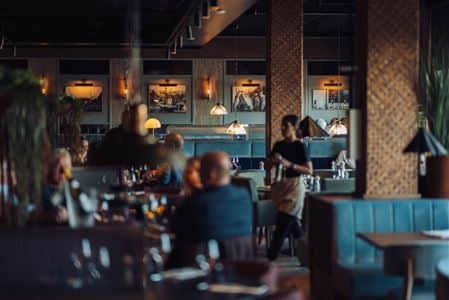 The inside of Fangst restaurant, located in Tromsø