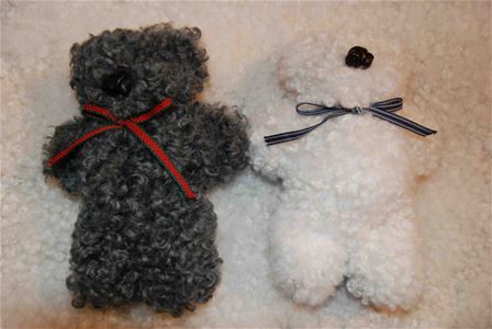 Teddy bears made of sheepskin.